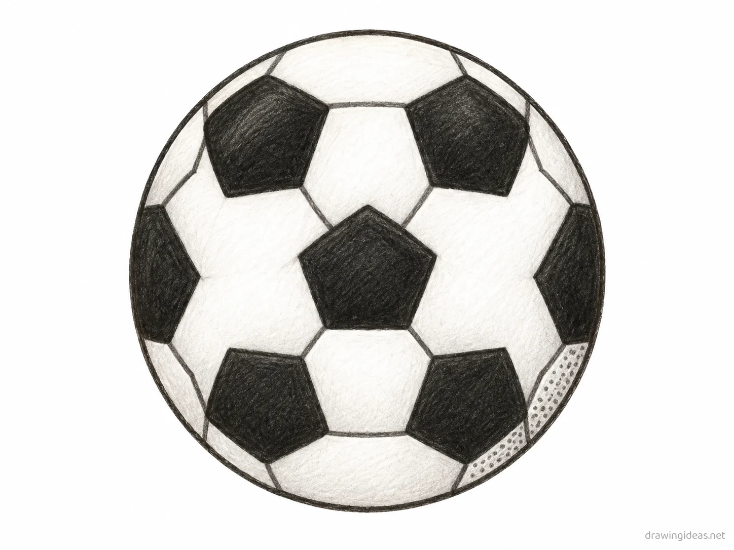 Soccer Ball drawing — hand-drawn soccer ball illustration with ink lines and soft colors