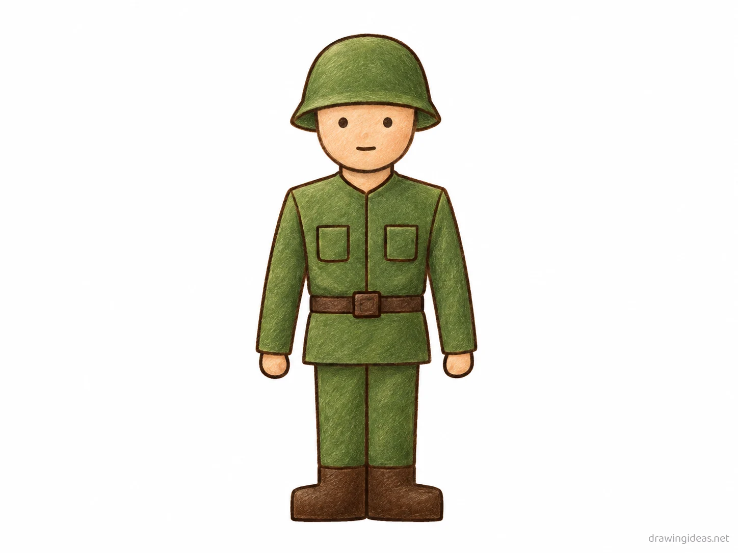 Soldier drawing — hand-drawn soldier illustration with ink lines and soft colors