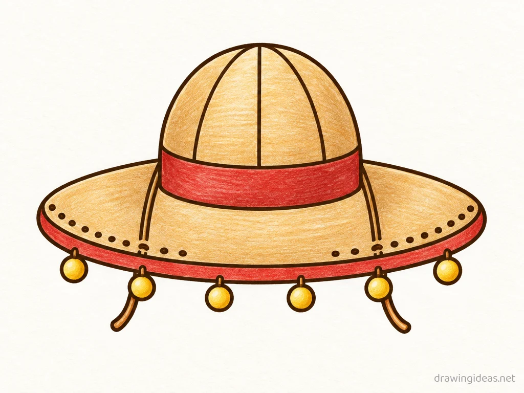 Sombrero drawing — hand-drawn sombrero illustration with ink lines and soft colors