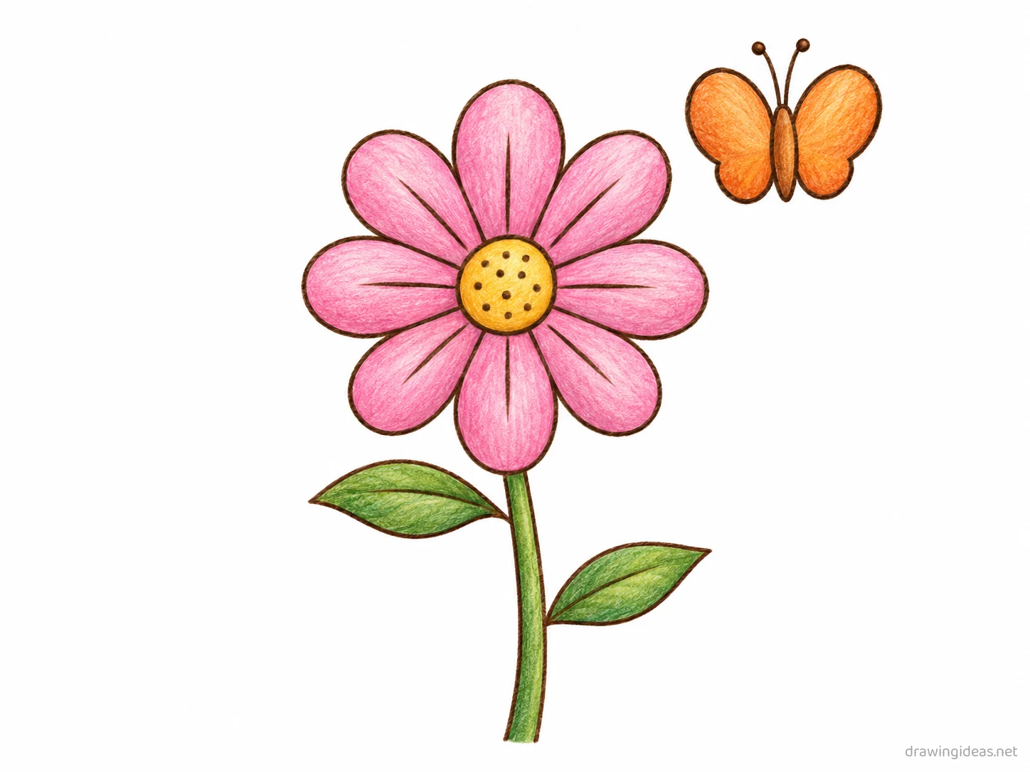 Spring drawing — hand-drawn spring illustration with ink lines and soft colors