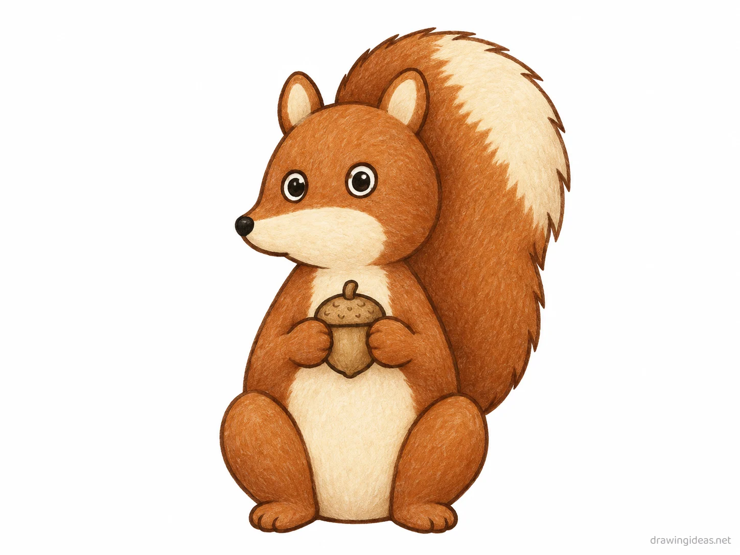 Squirrel drawing — hand-drawn squirrel illustration with ink lines and soft colors