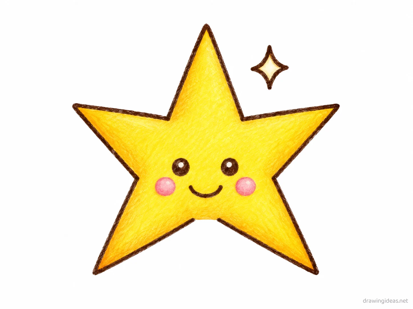 Star drawing — hand-drawn star illustration with ink lines and soft colors