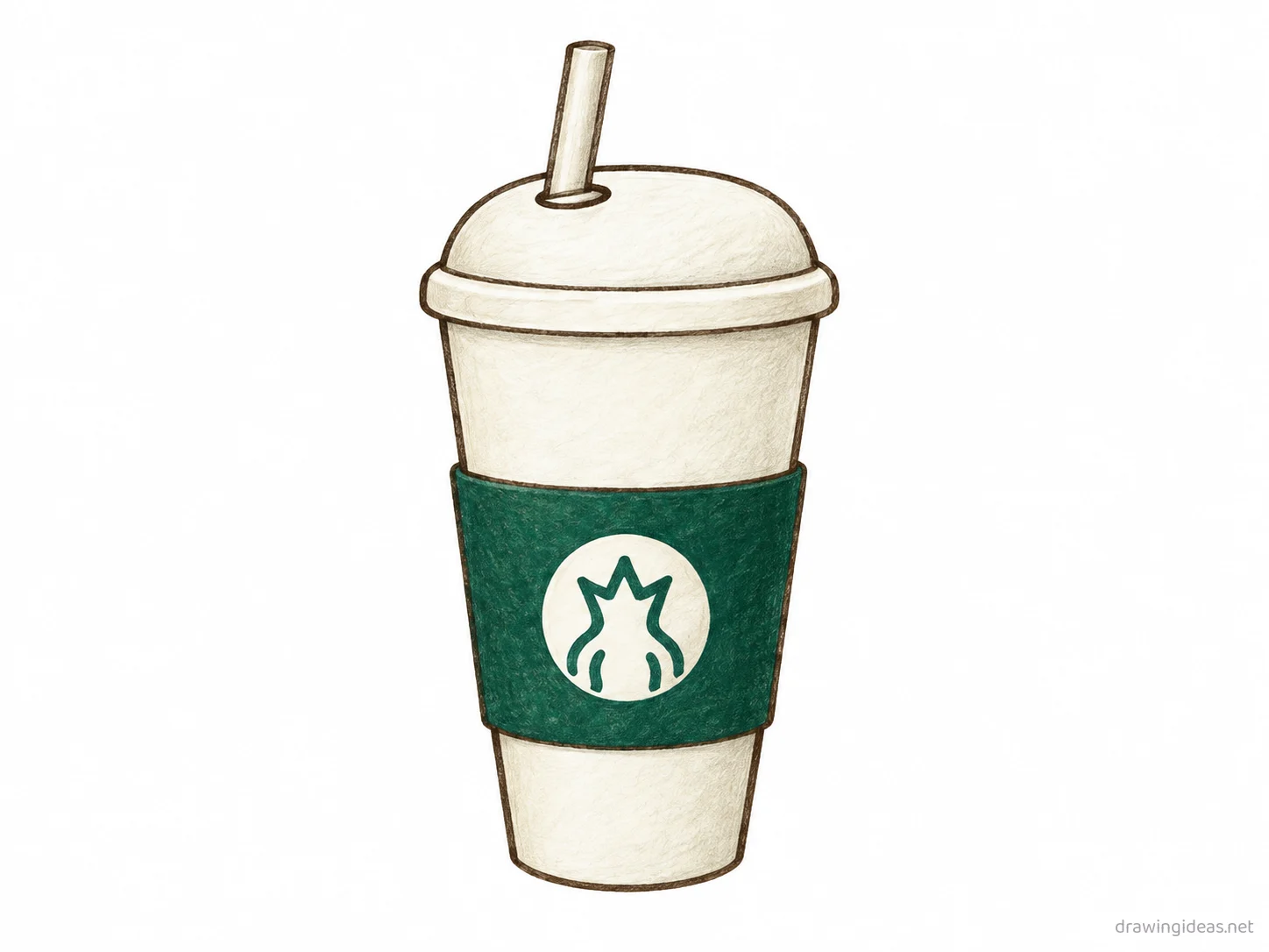 Starbucks drawing — hand-drawn Starbucks illustration with ink lines and soft colors