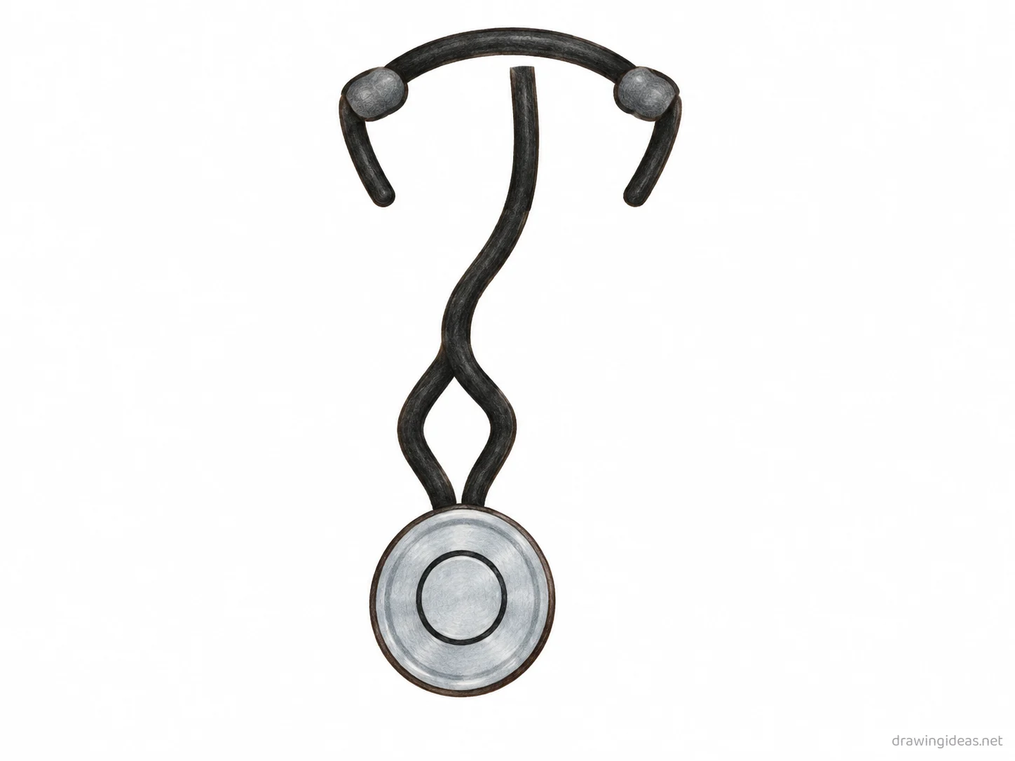 Stethoscope drawing — hand-drawn stethoscope illustration with ink lines and soft colors