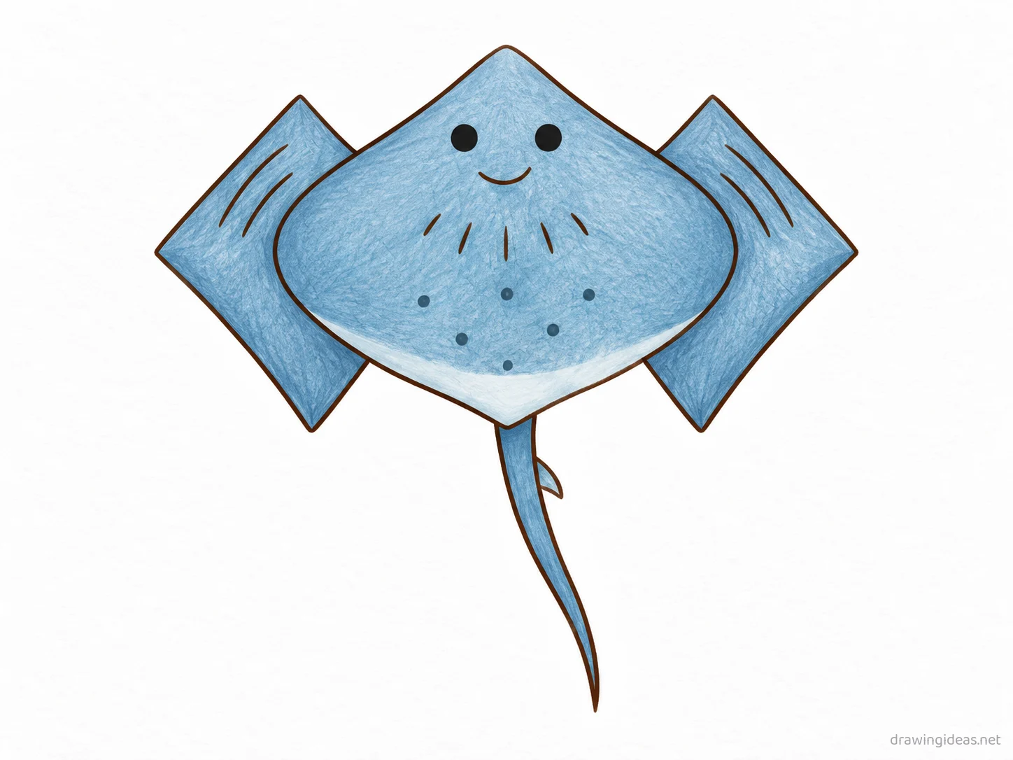 Stingray drawing — hand-drawn stingray illustration with ink lines and soft colors