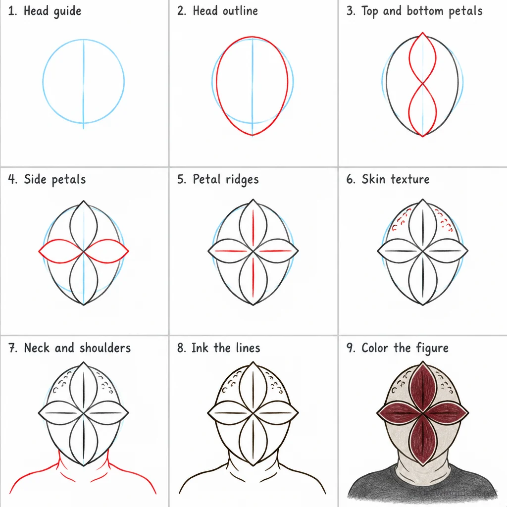 How to draw Stranger Things step by step — 9-step Stranger Things drawing tutorial sheet