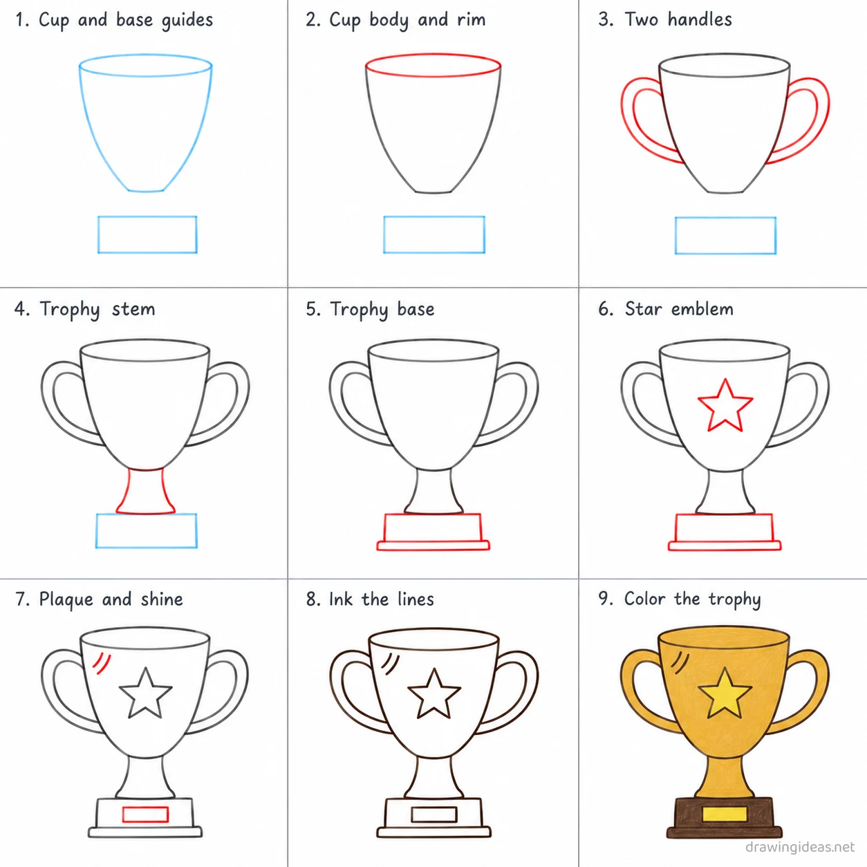 How to draw success step by step — 9-step success drawing tutorial sheet