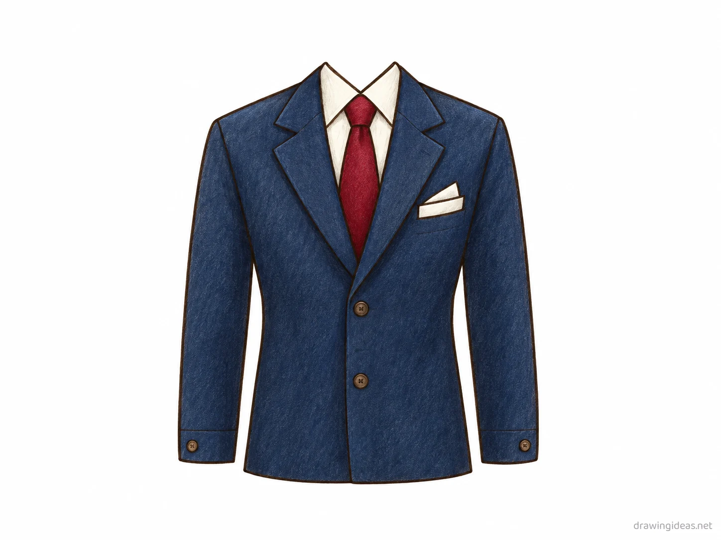Suit drawing — hand-drawn suit illustration with ink lines and soft colors