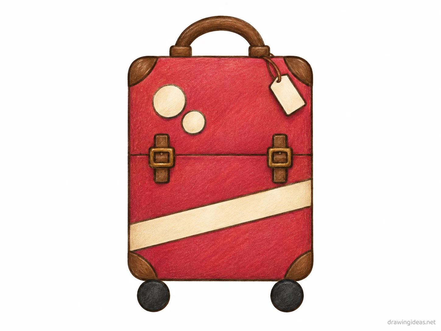 Suitcase drawing — hand-drawn suitcase illustration with ink lines and soft colors