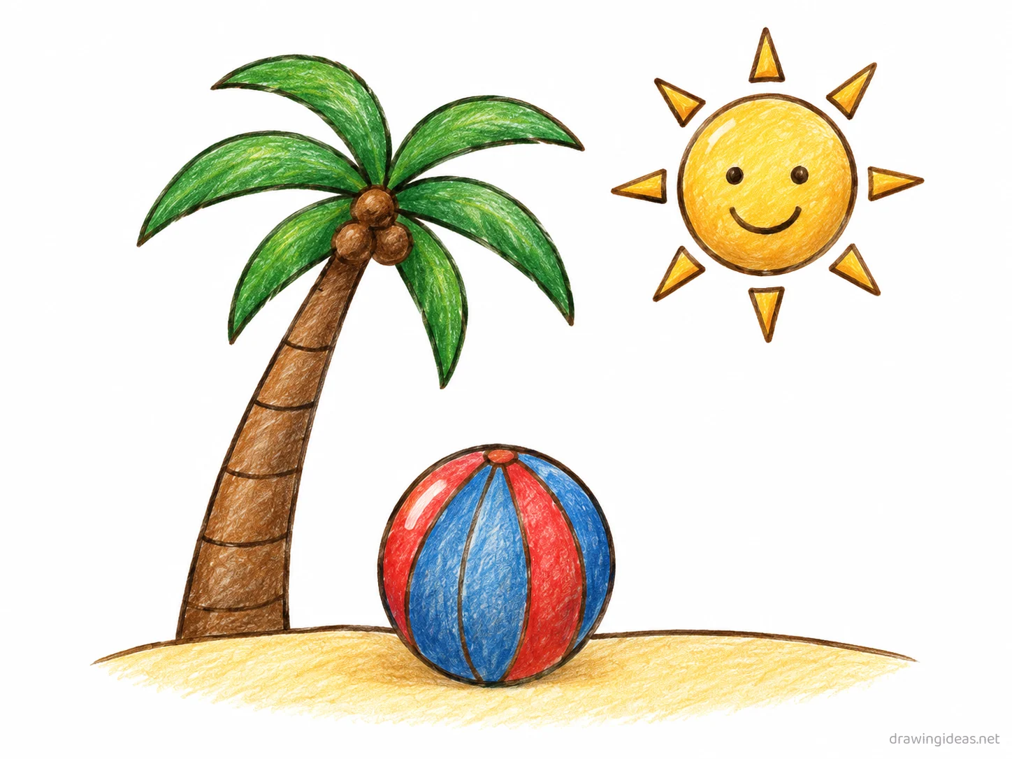 Summer drawing — hand-drawn summer illustration with ink lines and soft colors