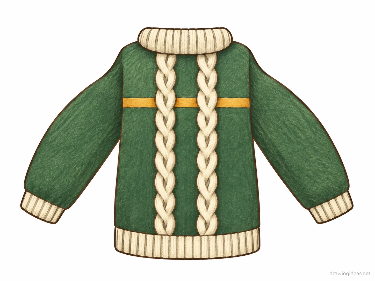 Sweater drawing — hand-drawn sweater illustration with ink lines and soft colors