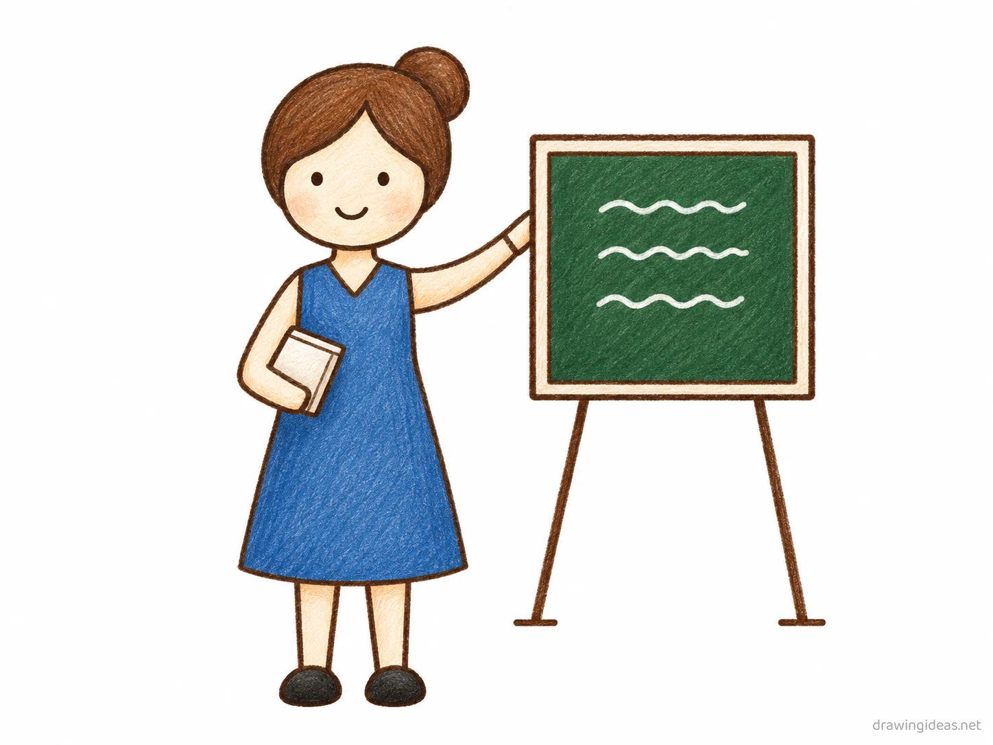 Teacher drawing — hand-drawn teacher illustration with ink lines and soft colors