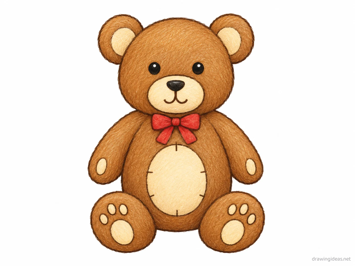 Teddy Bear drawing — hand-drawn teddy bear illustration with ink lines and soft colors