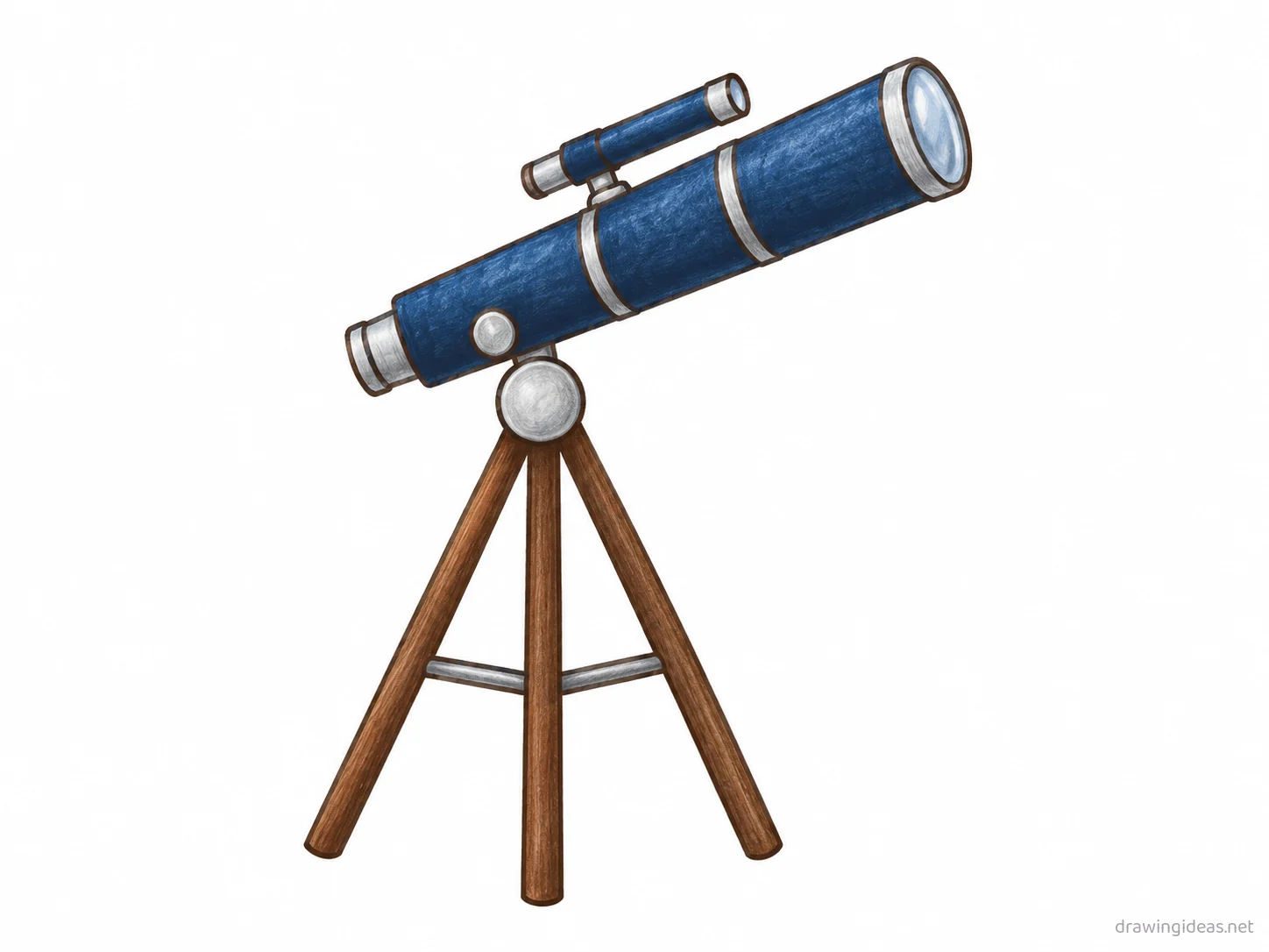 Telescope drawing — hand-drawn telescope illustration with ink lines and soft colors