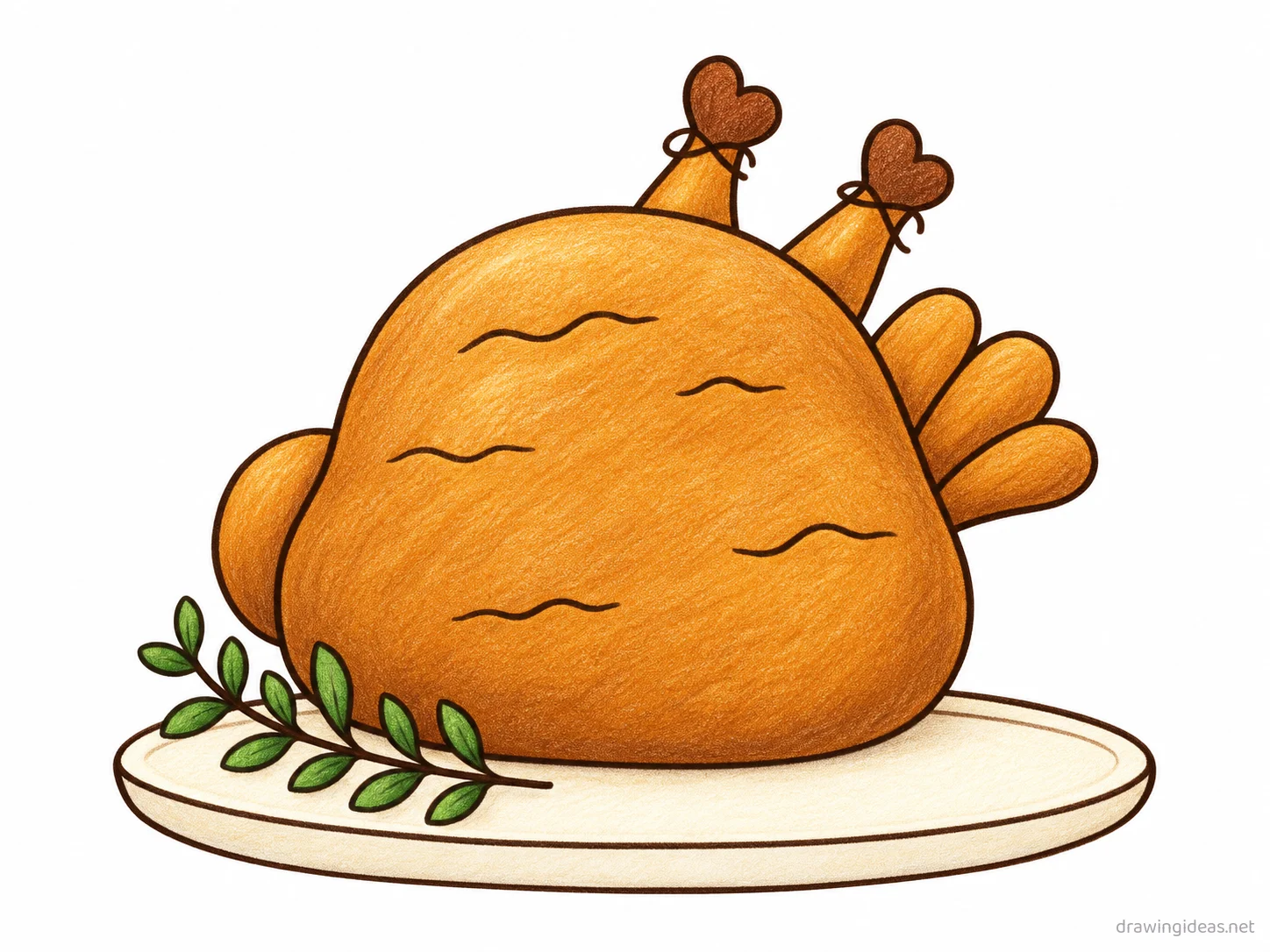 Thanksgiving drawing — hand-drawn Thanksgiving illustration with ink lines and soft colors