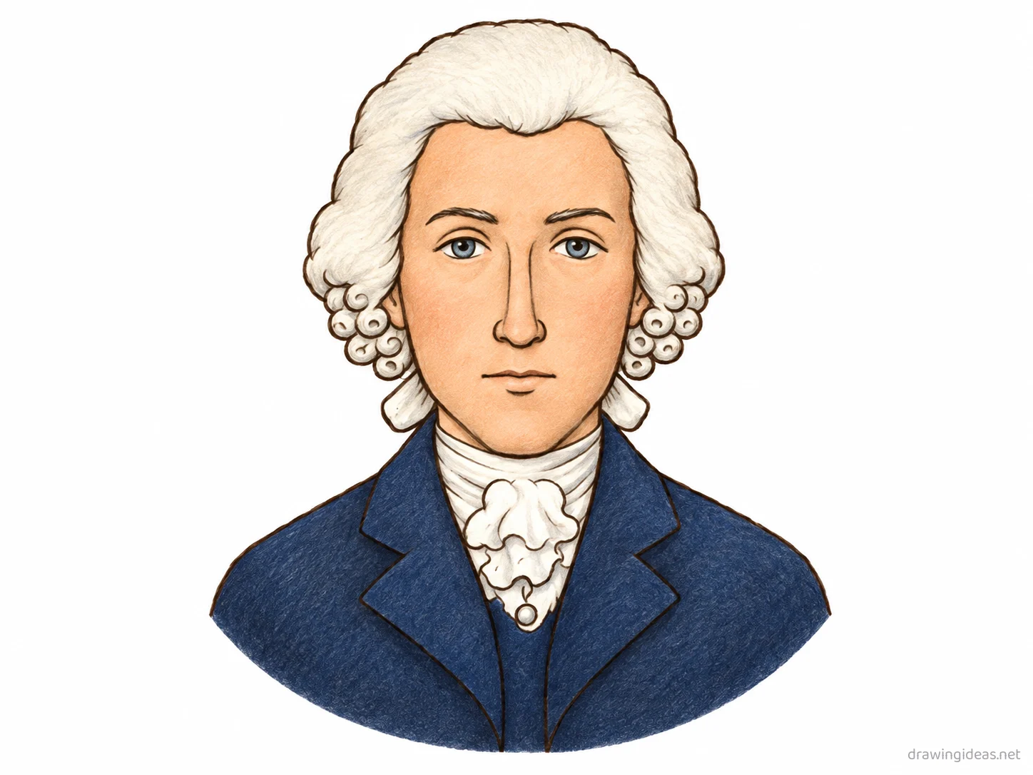 Thomas Jefferson drawing — hand-drawn Thomas Jefferson illustration with ink lines and soft colors