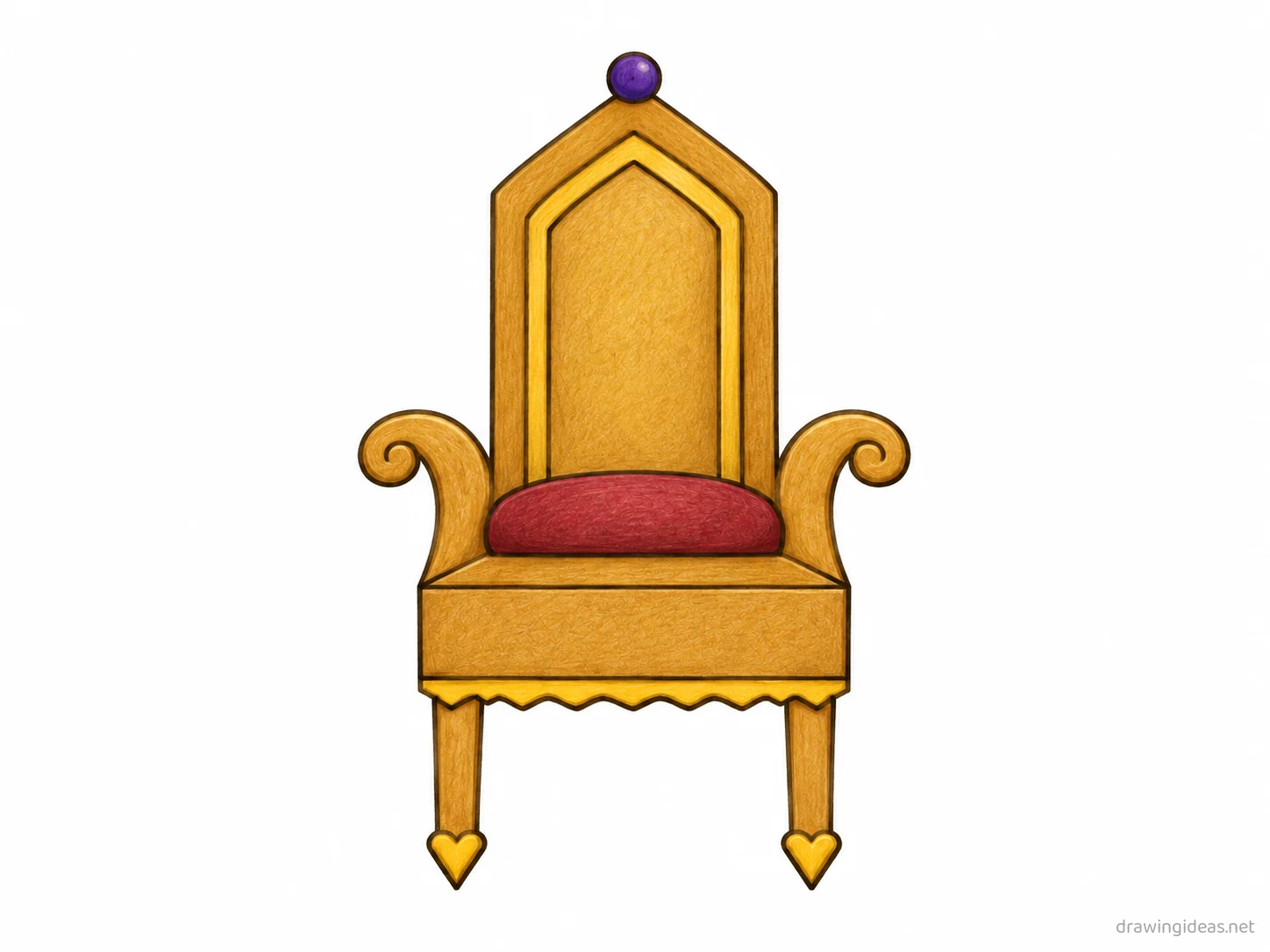 Throne drawing — hand-drawn throne illustration with ink lines and soft colors