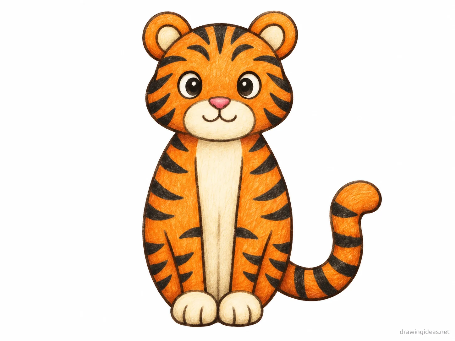 Tiger drawing — hand-drawn tiger illustration with ink lines and soft colors