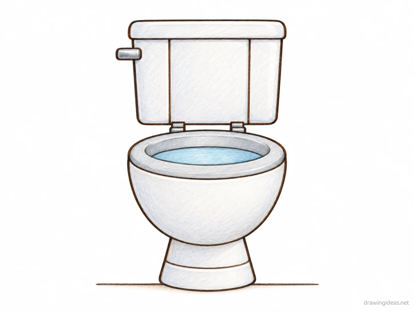 Toilet drawing — hand-drawn toilet illustration with ink lines and soft colors
