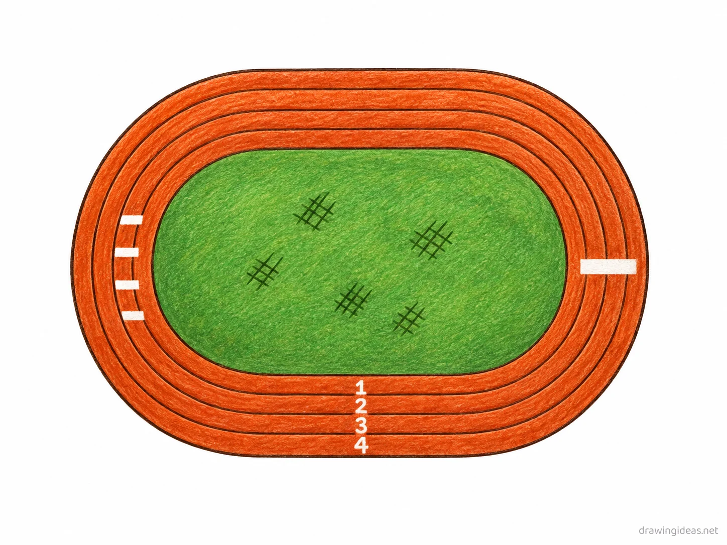 Track drawing — hand-drawn track illustration with ink lines and soft colors