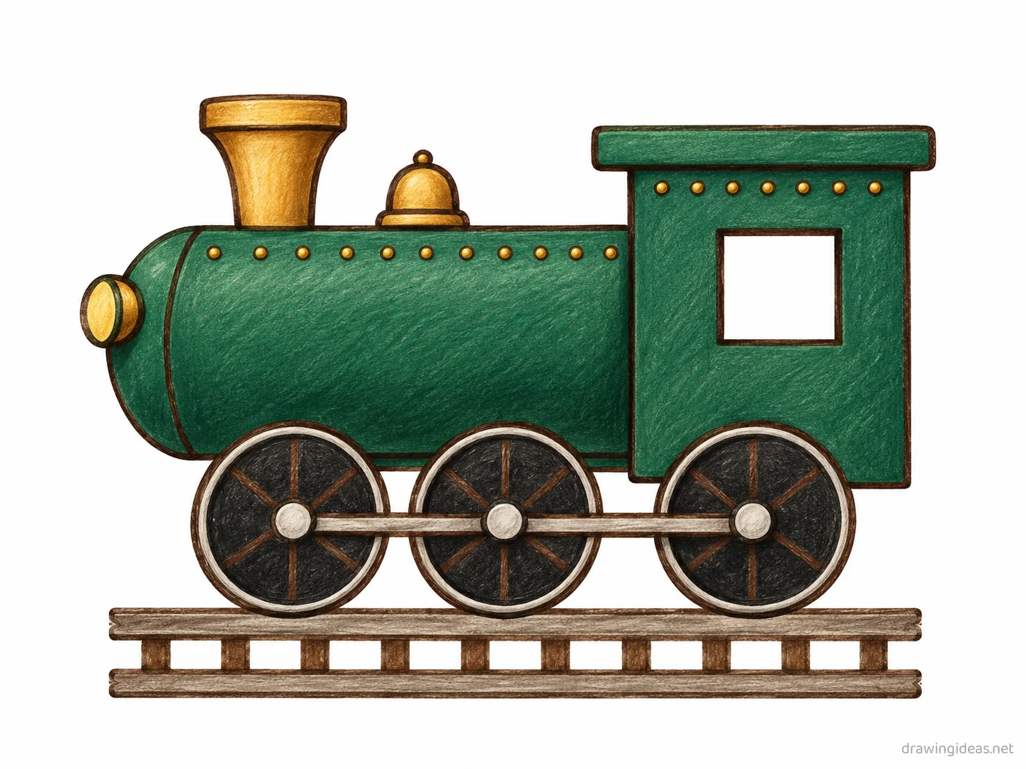 Train drawing ā hand-drawn train illustration with ink lines and soft colors