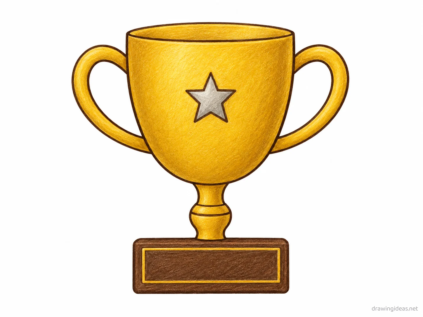 Trophy drawing — hand-drawn trophy illustration with ink lines and soft colors