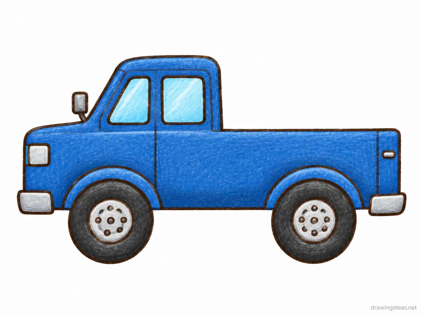 Truck drawing — hand-drawn truck illustration with ink lines and soft colors