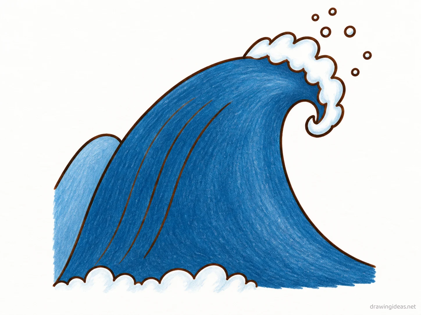 Tsunami drawing — hand-drawn tsunami illustration with ink lines and soft colors
