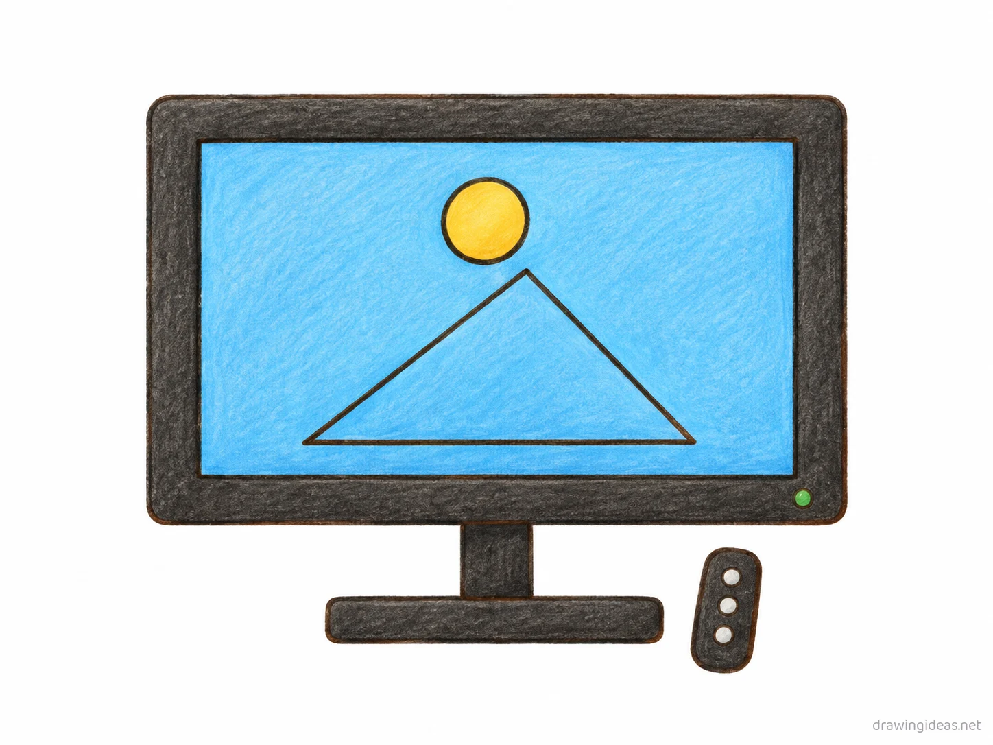 Tv drawing — hand-drawn tv illustration with ink lines and soft colors