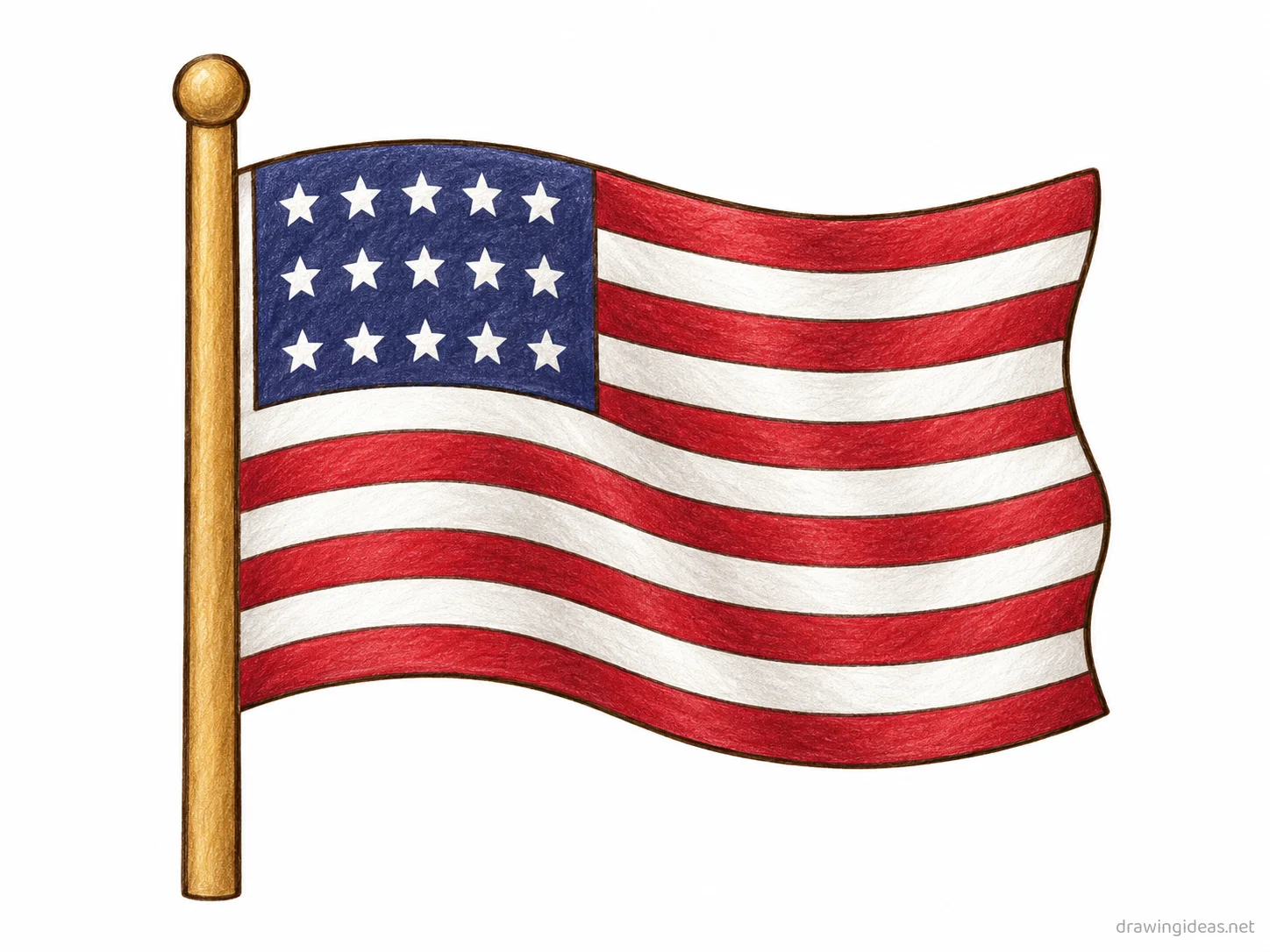 Usa drawing — hand-drawn USA illustration with ink lines and soft colors