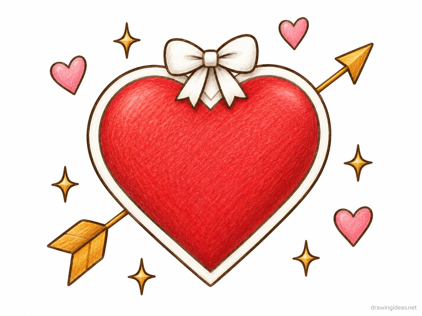 Valentines Day drawing — hand-drawn Valentines Day illustration with ink lines and soft colors