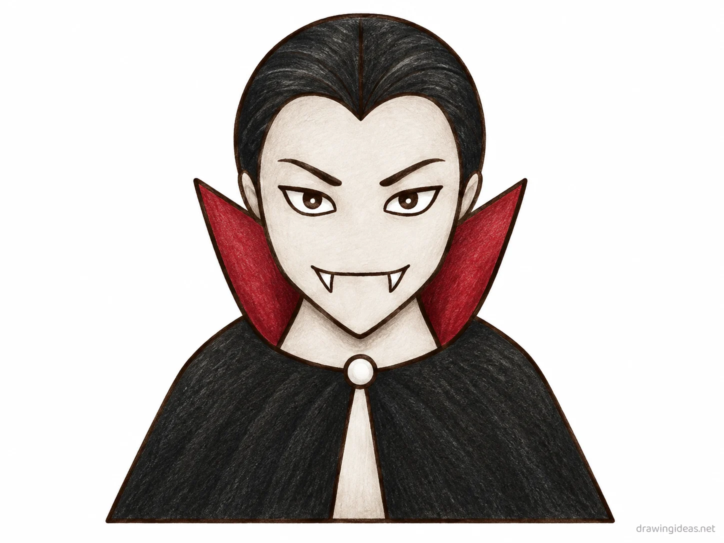 Vampire drawing — hand-drawn vampire illustration with ink lines and soft colors