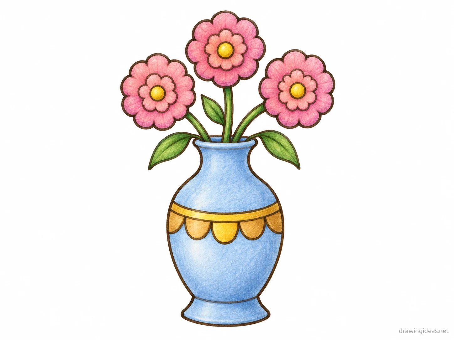 Vase drawing — hand-drawn vase illustration with ink lines and soft colors