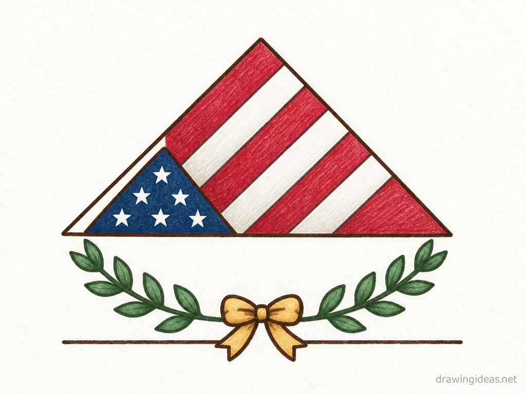 Veterans Day drawing — hand-drawn Veterans Day illustration with ink lines and soft colors