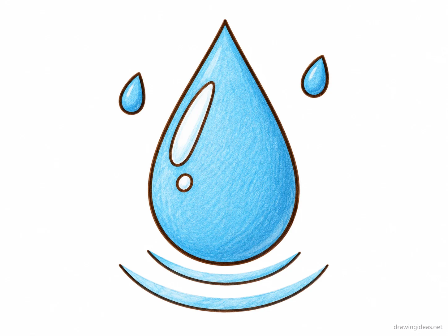 Water drawing — hand-drawn water illustration with ink lines and soft colors