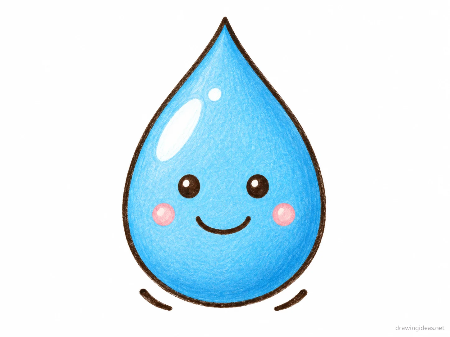 Water Droplet drawing — hand-drawn water droplet illustration with ink lines and soft colors
