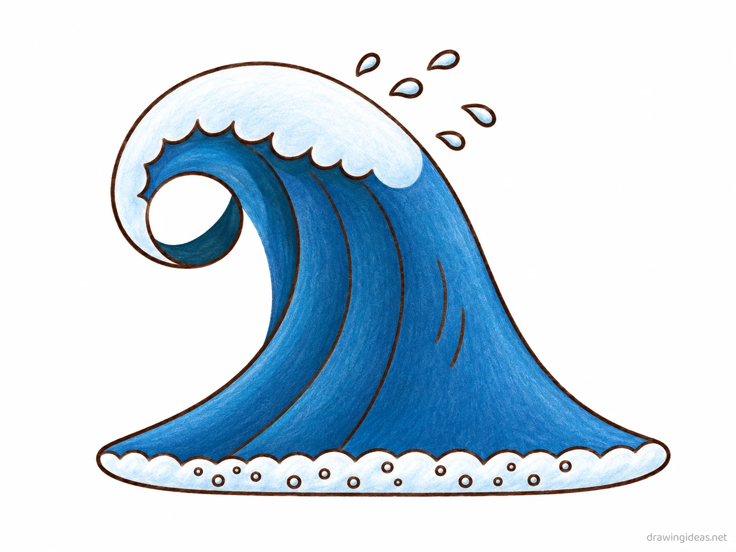 Wave drawing — hand-drawn wave illustration with ink lines and soft colors