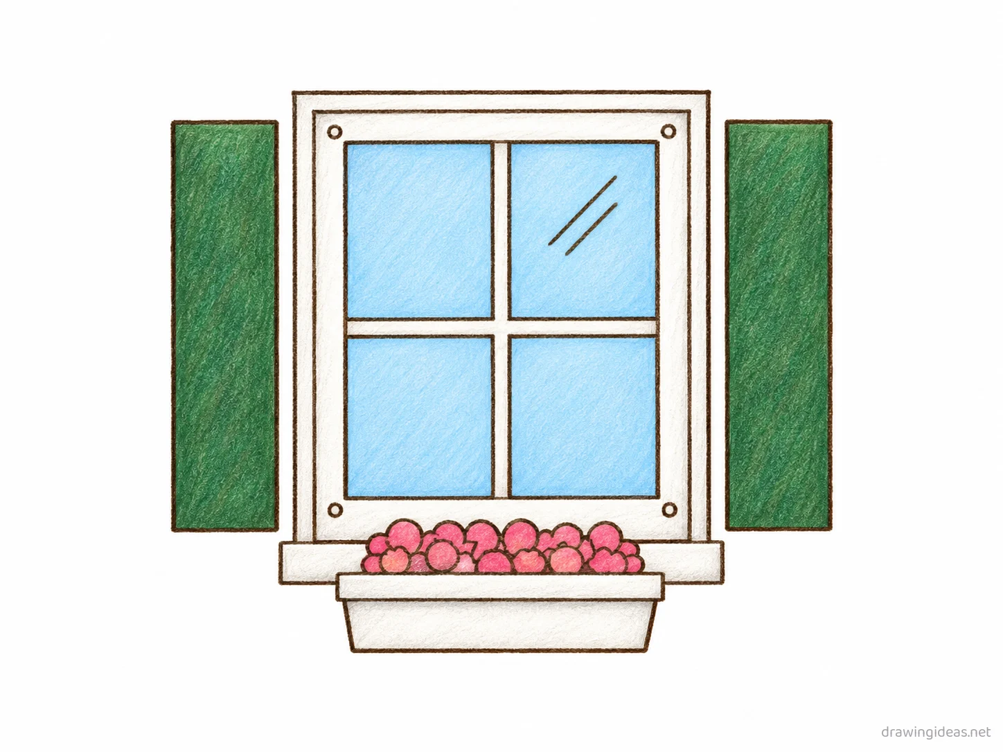 Window drawing — hand-drawn window illustration with ink lines and soft colors