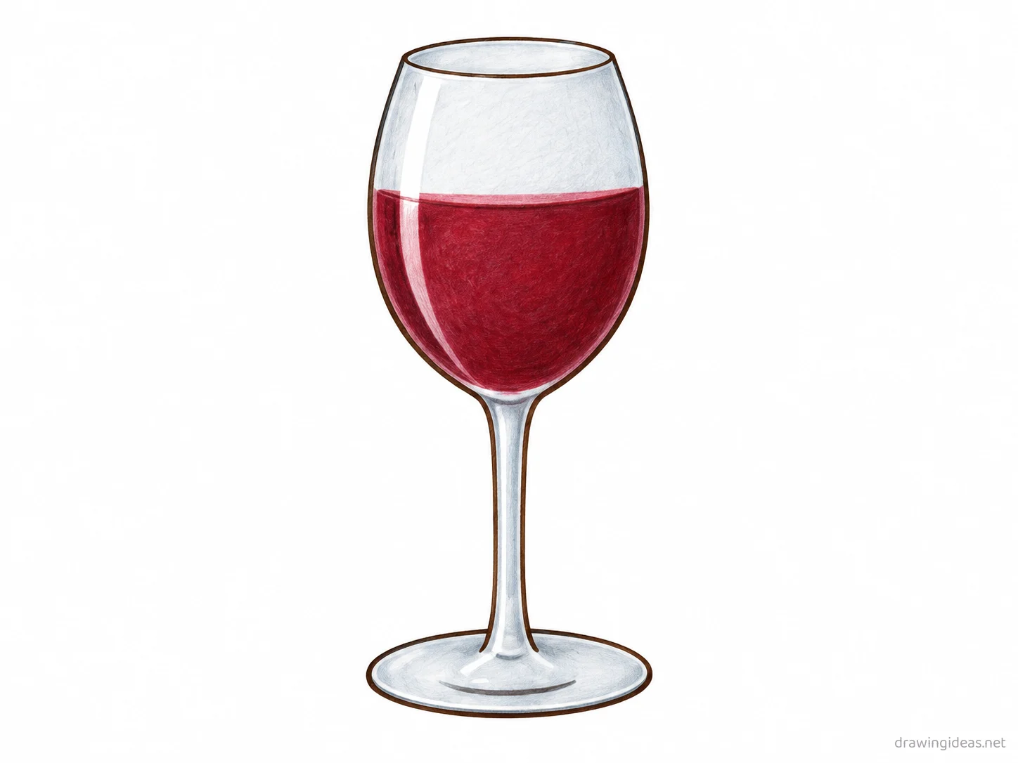 Wine Glass drawing — hand-drawn wine glass illustration with ink lines and soft colors