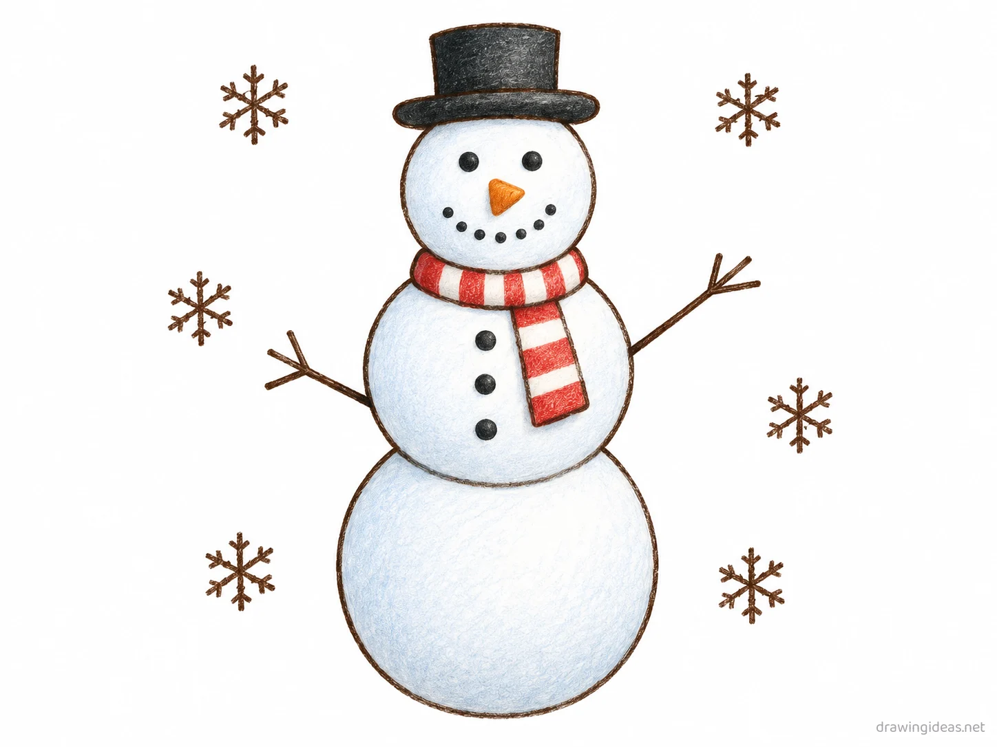 Winter drawing — hand-drawn winter illustration with ink lines and soft colors
