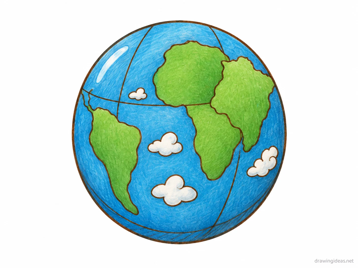 World drawing — hand-drawn World illustration with ink lines and soft colors