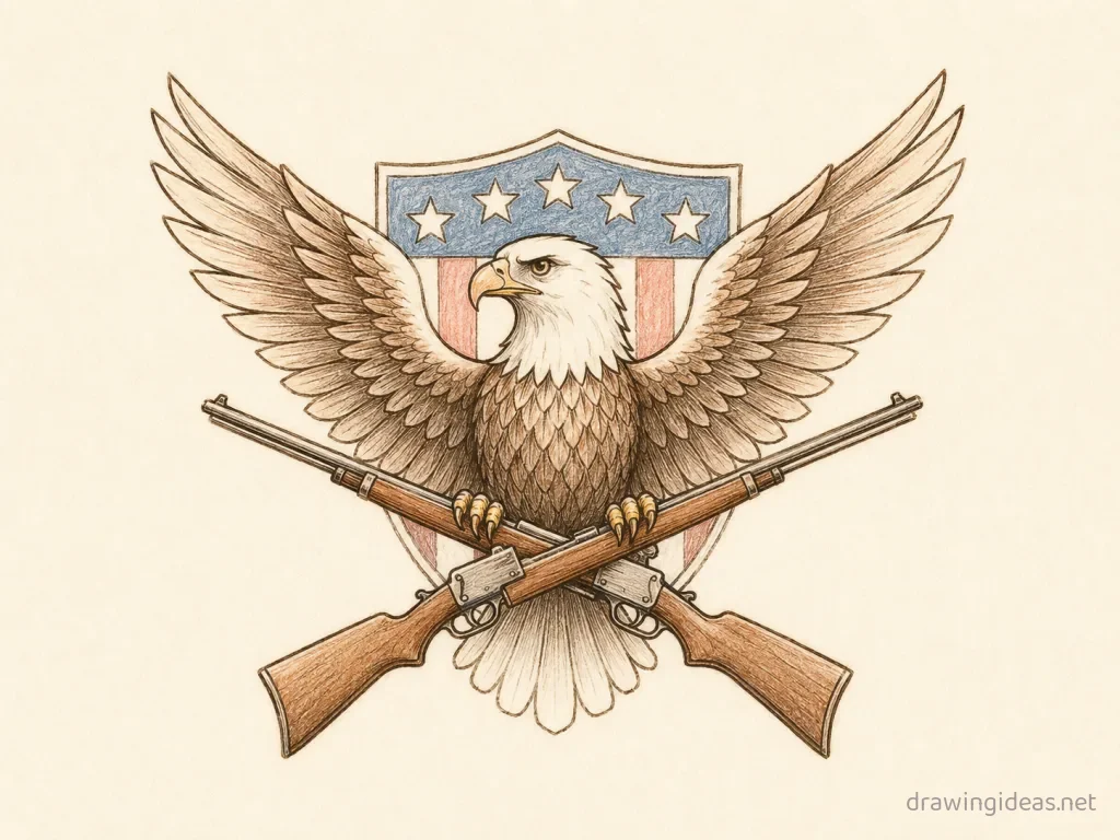 2nd Amendment drawing — hand-drawn 2nd Amendment illustration with ink lines and soft colors