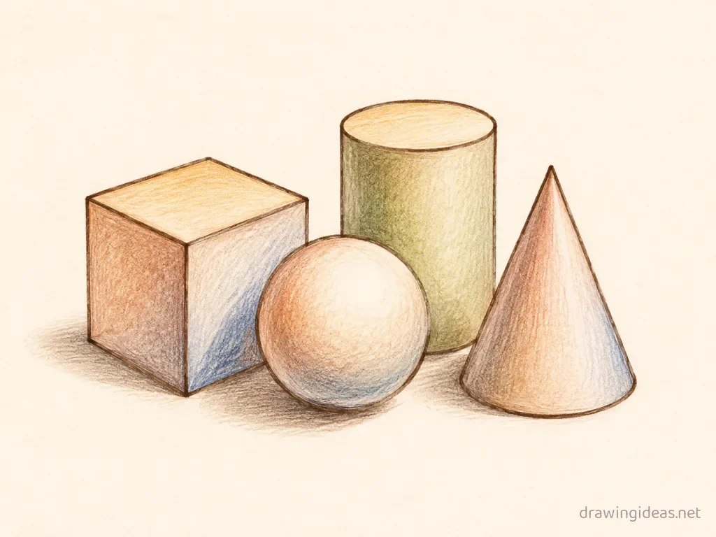 3d drawing ā hand-drawn 3d illustration with ink lines and soft colors