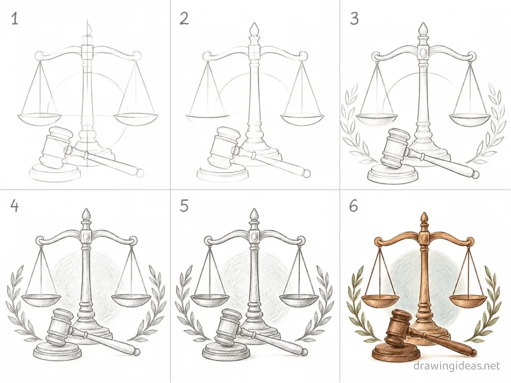 How to draw the 7th Amendment step by step — 6-step 7th Amendment drawing tutorial grid