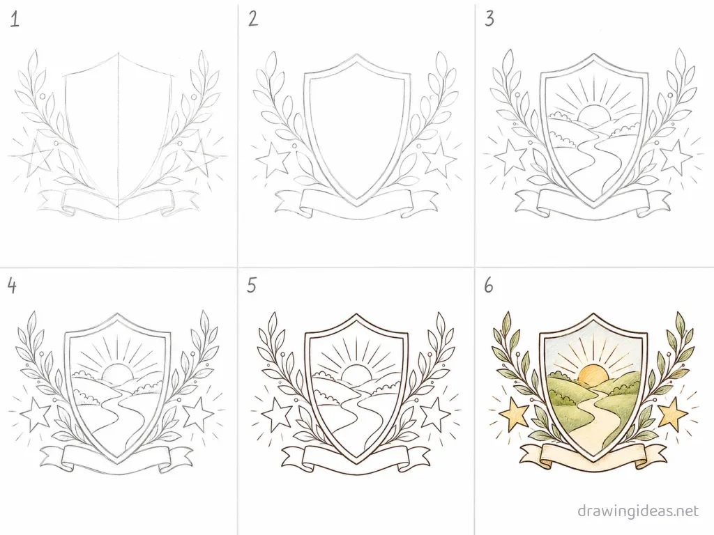 How to draw the 9th Amendment step by step — 6-step 9th Amendment drawing tutorial grid