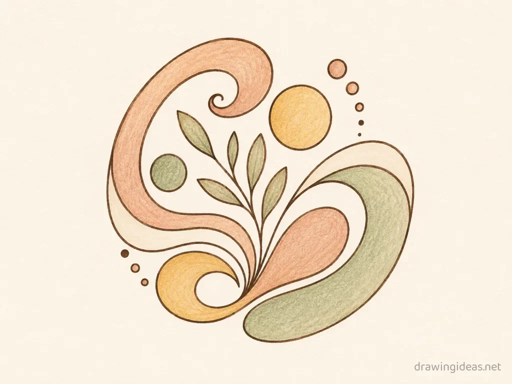 Abstract drawing ā hand-drawn abstract illustration with ink lines and soft colors