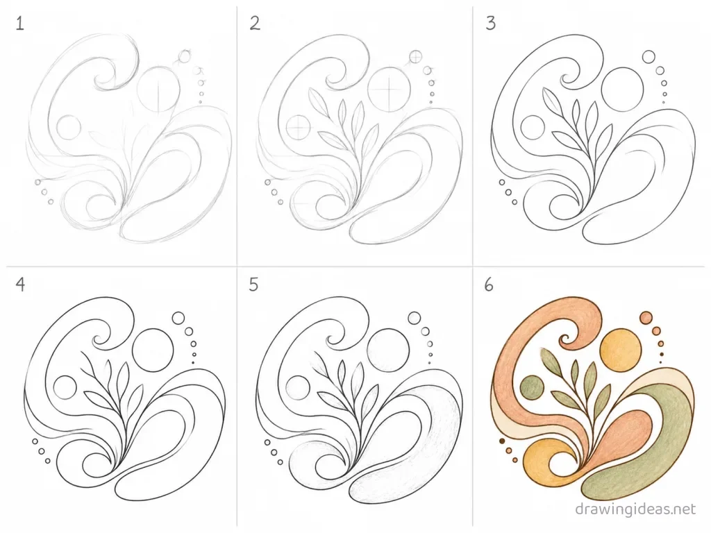 How to draw an abstract step by step — 6-step abstract drawing tutorial grid