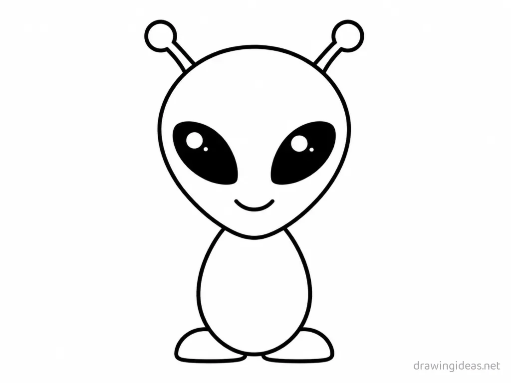 Easy alien drawing — easy style alien sketch