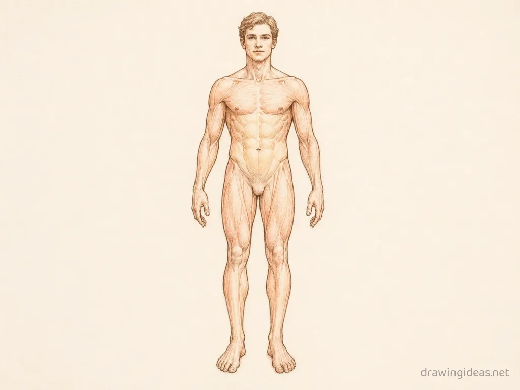 Anatomy drawing — hand-drawn anatomy illustration with ink lines and soft colors