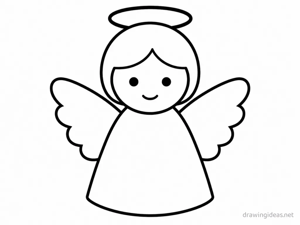Easy angel drawing — easy style angel sketch